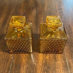 Beautiful Vintage Mid-Century TILSO Japan Amber Glass Liquor Decanter Set